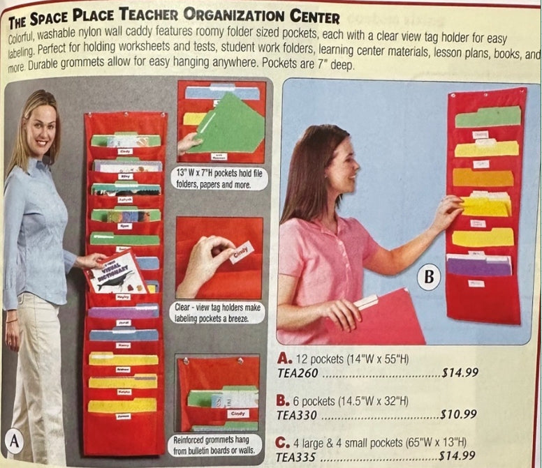 The Space Place Teacher Organization Center: 4 Large & 4 Small Pockets 65"W x 13"H)