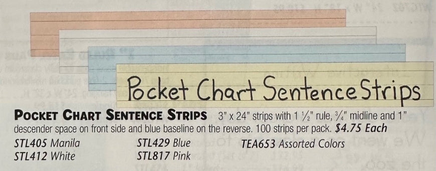 Pocket Chart Sentence Strips: Assorted Colors