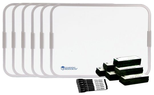 Dry Erase Boards And Classroom Kit: 6 Boards, 6 Erasers, 6 Markers